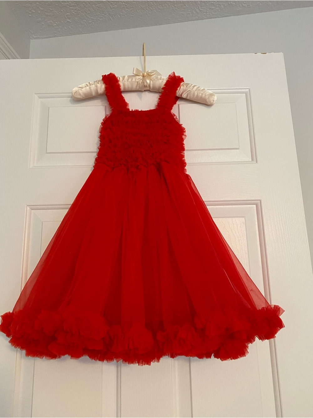 Ruffle Butts Vibrant Red Tulle Ruffle Dress